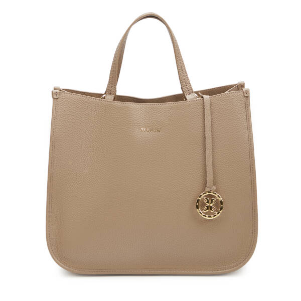 Bej Hakiki Deri Kadın Çapraz Askılı Çanta - S25K1BC80455-S95 - 1