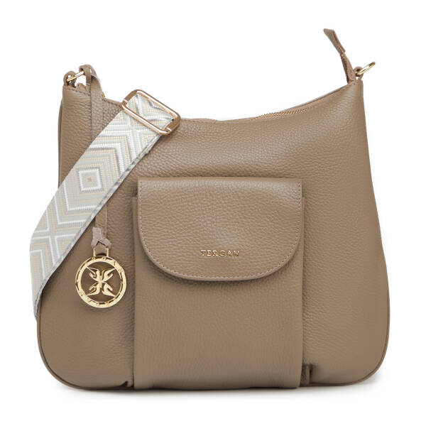 Bej Hakiki Deri Kadın Çapraz Askılı Çanta - S26Y1BC80409-S95 - 1