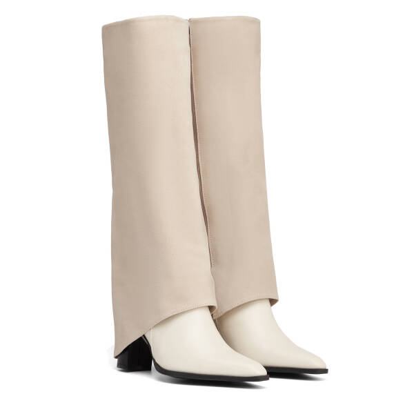Bej Hakiki Deri Kadın Çizme - K25K1CM68151-A25 - 2