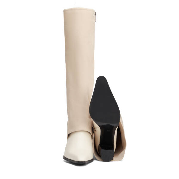 Bej Hakiki Deri Kadın Çizme - K25K1CM68151-A25 - 5