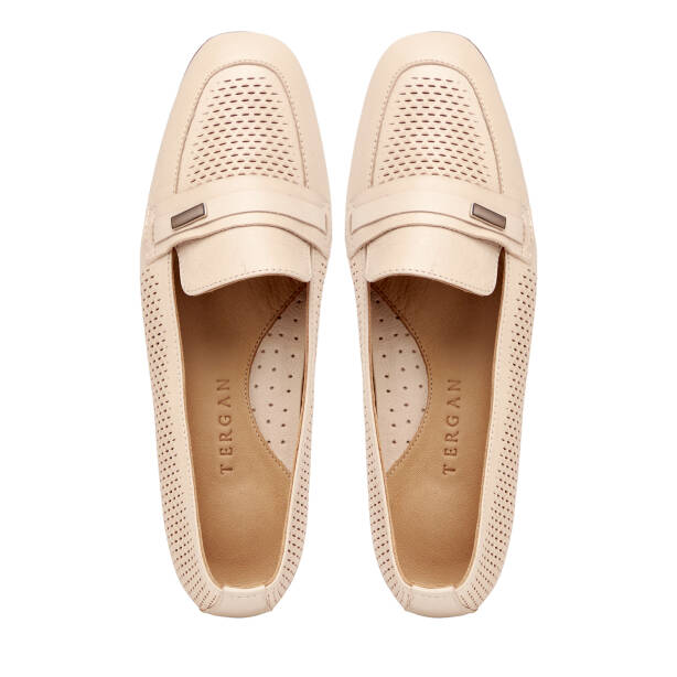 Bej Hakiki Deri Kadın Dolgu Topuklu Ayakkabı - K25I1AY67972-A25 - 5