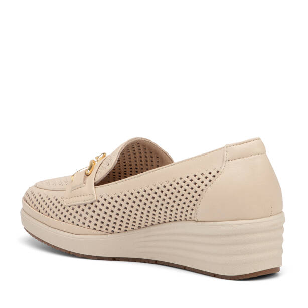 Bej Hakiki Deri Kadın Dolgu Topuklu Ayakkabı - K26I1AY68598-A25 - 4