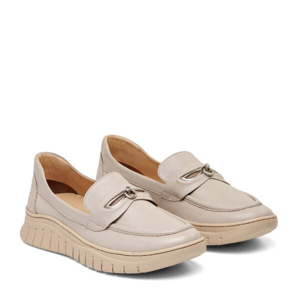 Bej Hakiki Deri Kadın Loafer - K26I1AY68439-Q5Q - 2