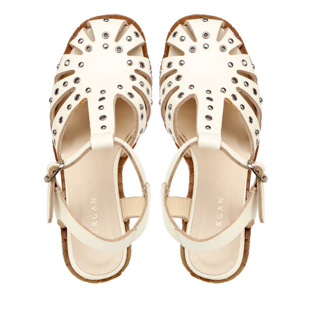 Bej Hakiki Deri Kadın Sandalet - K25Y1AY68017-A25 - 5