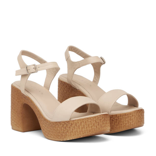 Bej Hakiki Deri Kadın Sandalet - K25Y1SN67768-A25 - 2