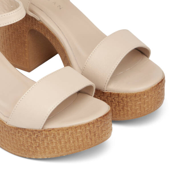 Bej Hakiki Deri Kadın Sandalet - K25Y1SN67768-A25 - 3