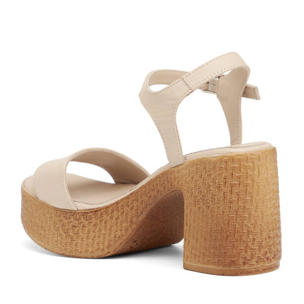 Bej Hakiki Deri Kadın Sandalet - K25Y1SN67768-A25 - 4