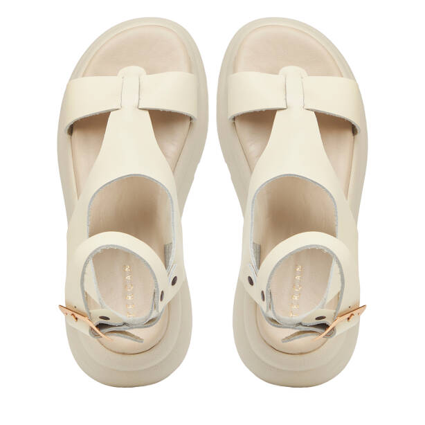 Bej Hakiki Deri Kadın Sandalet - K25Y1SN67991-A25 - 5