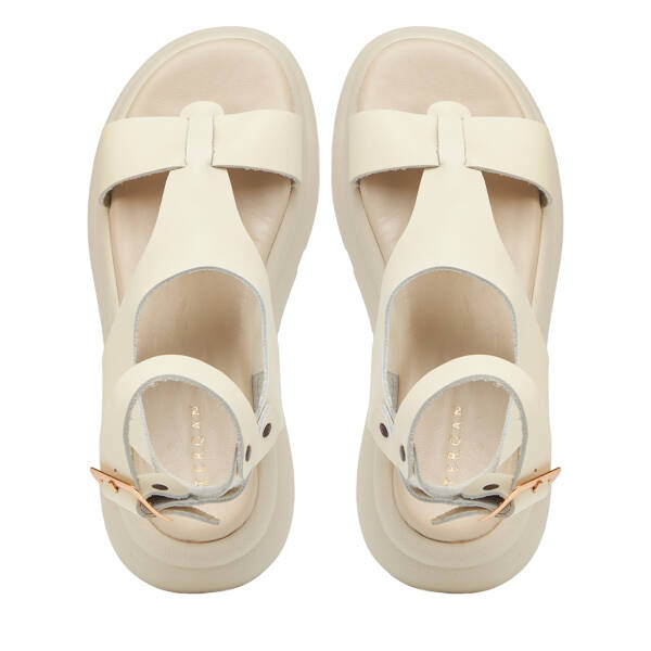 Bej Hakiki Deri Kadın Sandalet - K25Y1SN67991-A25 - 5