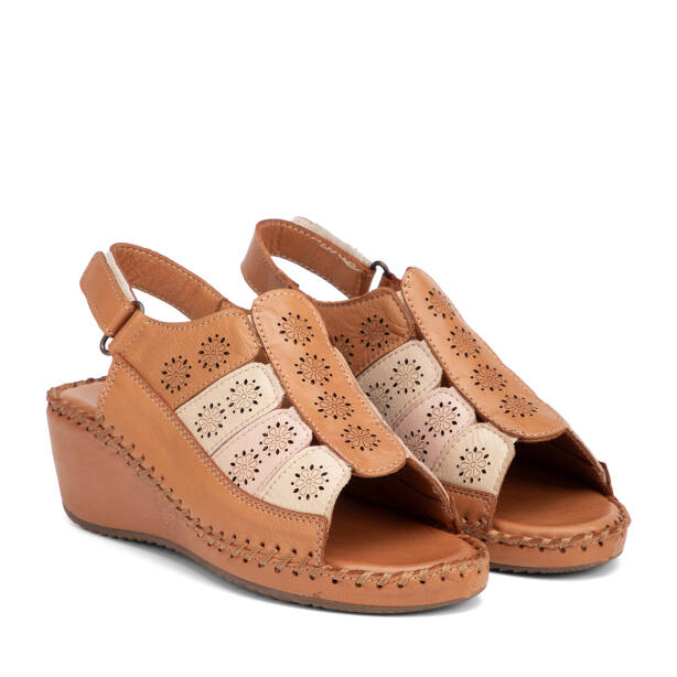 Bej Hakiki Deri Kadın Sandalet - K26Y1SN68448-A25 - 2