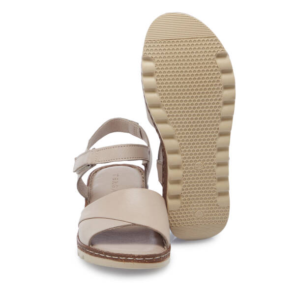 Bej Hakiki Deri Kadın Sandalet - K26Y1SN68501-Q5Q - 4