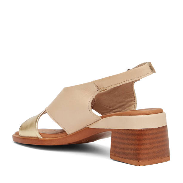 Bej Hakiki Deri Kadın Sandalet - K26Y1SN68538-A25 - 4