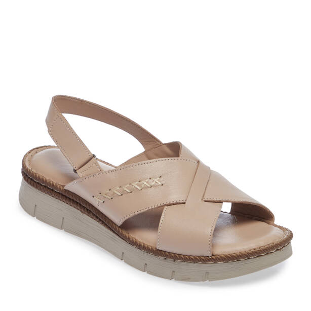 Bej Hakiki Deri Kadın Sandalet - K26Y1SN68542-Q5Q 
