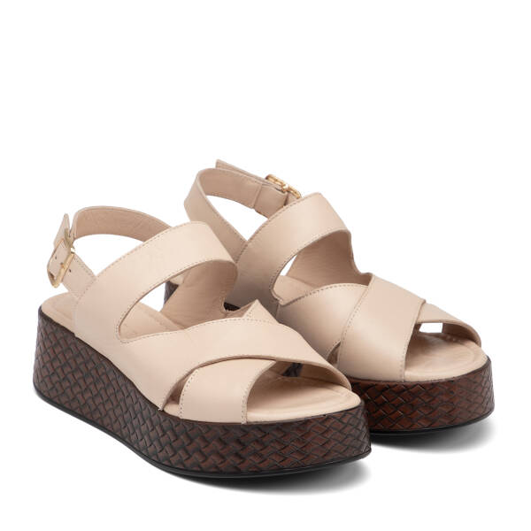 Bej Hakiki Deri Kadın Sandalet - K26Y1SN68559-A25 - 2