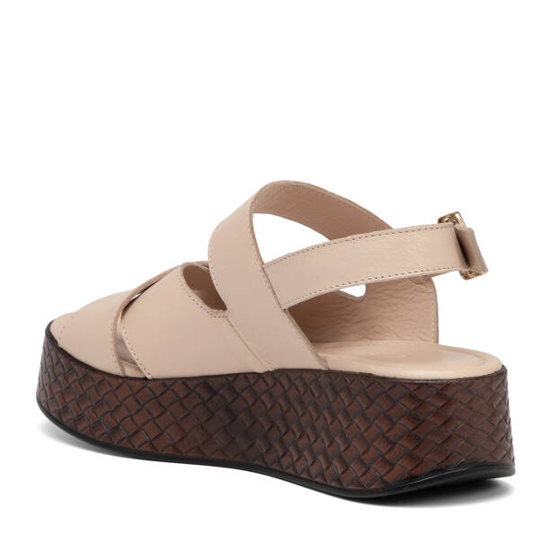 Bej Hakiki Deri Kadın Sandalet - K26Y1SN68559-A25 - 4