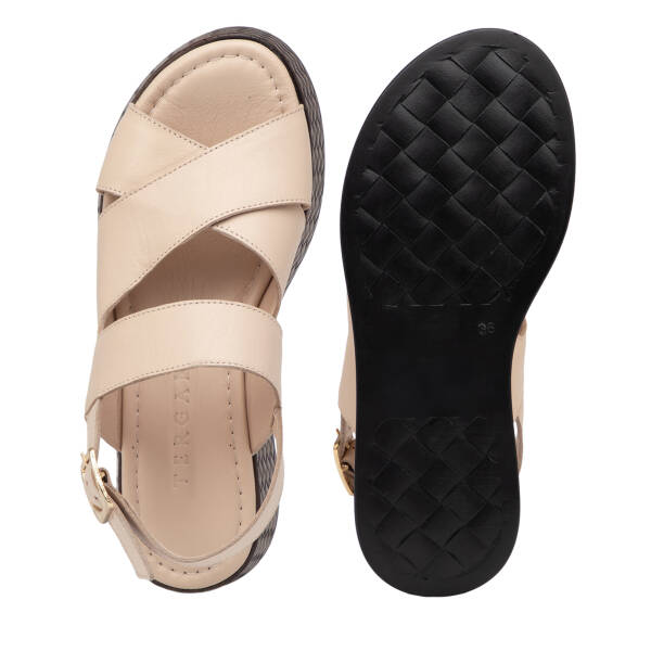 Bej Hakiki Deri Kadın Sandalet - K26Y1SN68559-A25 - 6