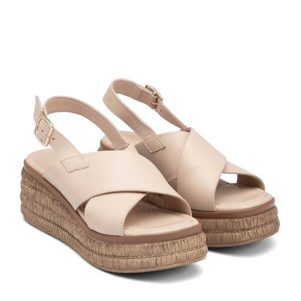 Bej Hakiki Deri Kadın Sandalet - K26Y1SN68563-A25 - 2