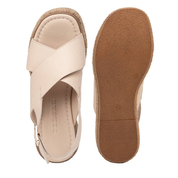 Bej Hakiki Deri Kadın Sandalet - K26Y1SN68563-A25 - 6
