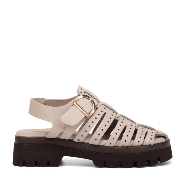 Bej Hakiki Deri Kadın Sandalet - K26Y1SN68592-K11 - 1
