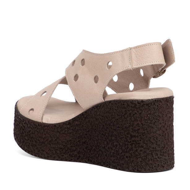 Bej Hakiki Deri Kadın Sandalet - K26Y1SN68597-K11 - 4