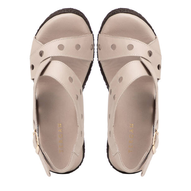 Bej Hakiki Deri Kadın Sandalet - K26Y1SN68597-K11 - 5
