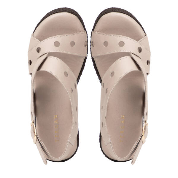 Bej Hakiki Deri Kadın Sandalet - K26Y1SN68597-K11 - 5
