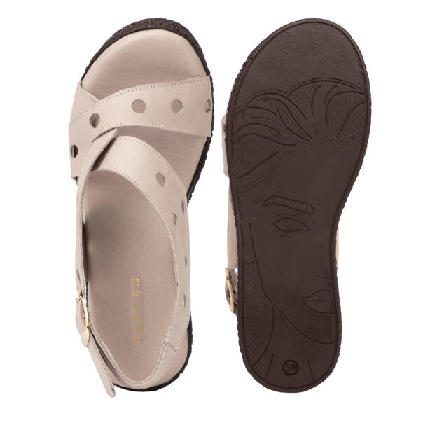 Bej Hakiki Deri Kadın Sandalet - K26Y1SN68597-K11 - 6