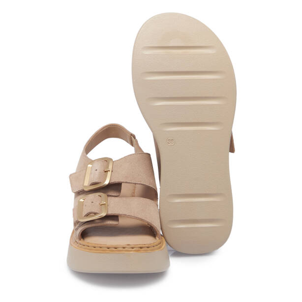Bej Hakiki Deri Kadın Sandalet - K26Y1SN68626-B79 - 4