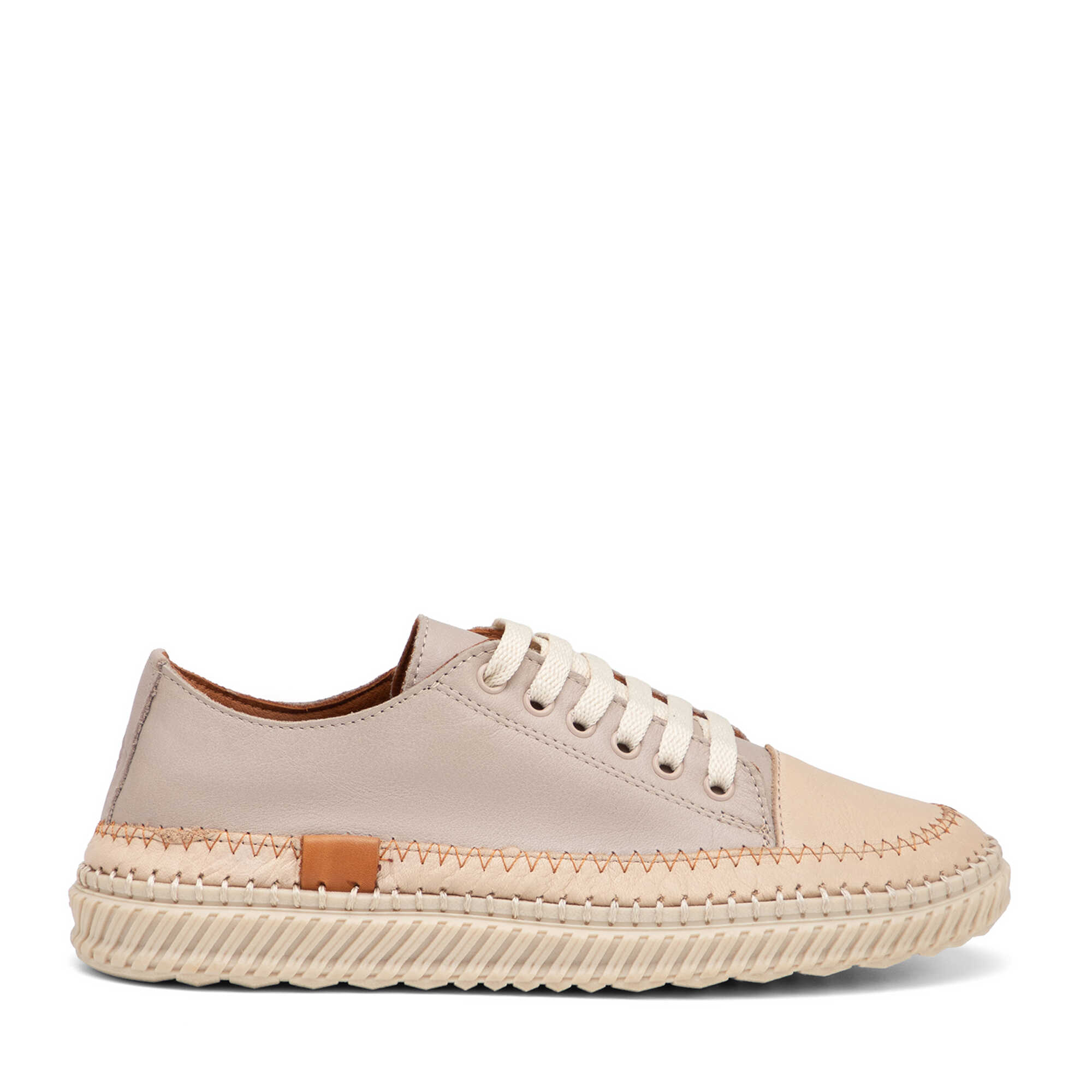 Bej Hakiki Deri Kadın Sneaker - K26I1AY68402-Q5Q