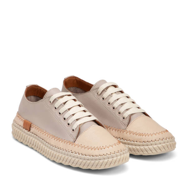 Bej Hakiki Deri Kadın Sneaker - K26I1AY68402-Q5Q - 2