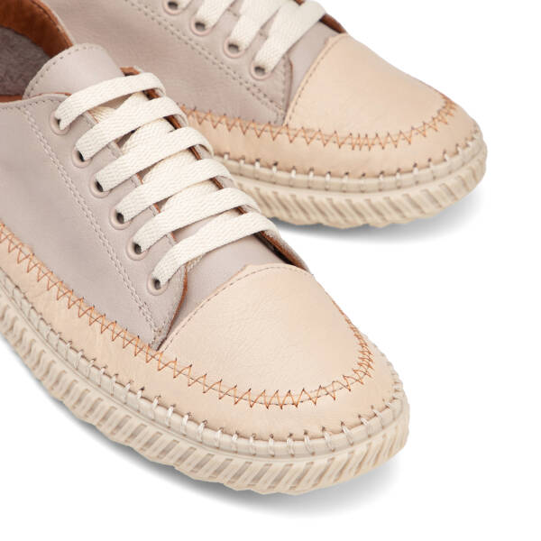 Bej Hakiki Deri Kadın Sneaker - K26I1AY68402-Q5Q - 3