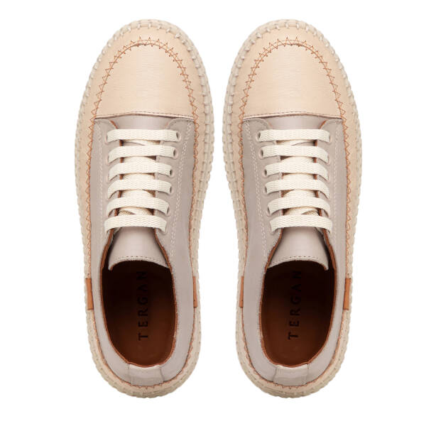 Bej Hakiki Deri Kadın Sneaker - K26I1AY68402-Q5Q - 5