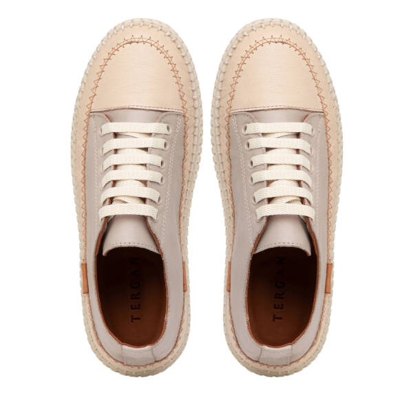 Bej Hakiki Deri Kadın Sneaker - K26I1AY68402-Q5Q - 5