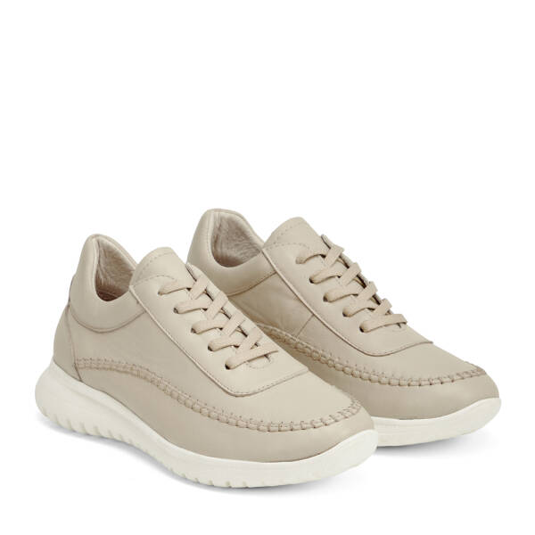 Bej Hakiki Deri Kadın Sneaker - K26I1AY68464-Q5Q - 2