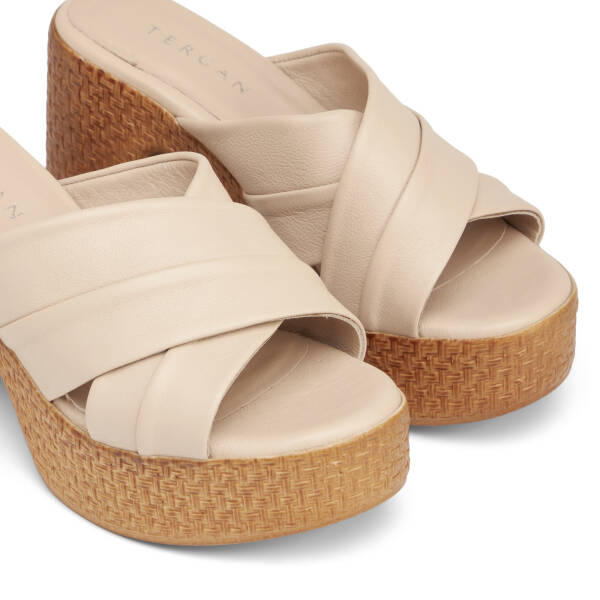 Bej Hakiki Deri Kadın Terlik - K25Y1TR67767-A25 - 3