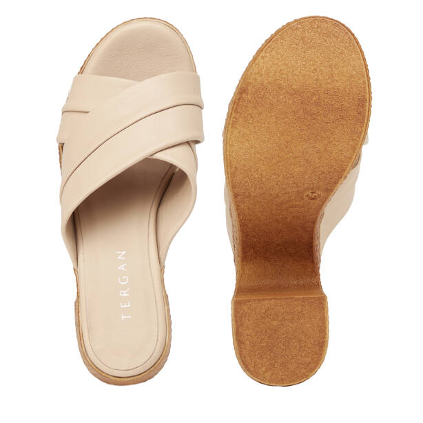 Bej Hakiki Deri Kadın Terlik - K25Y1TR67767-A25 - 6