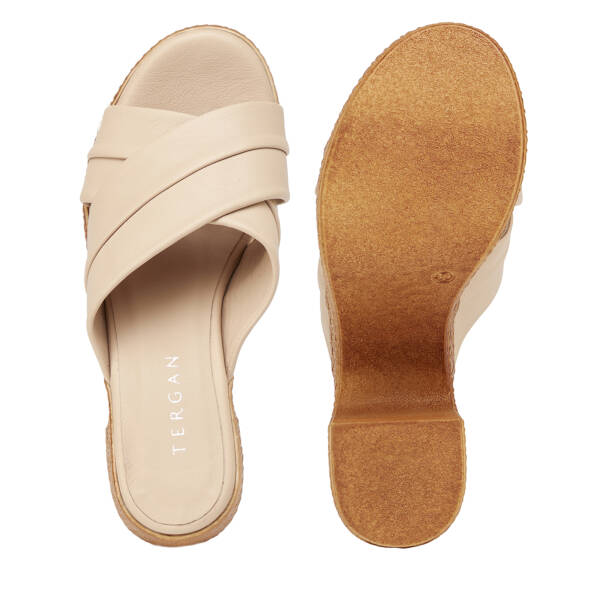 Bej Hakiki Deri Kadın Terlik - K25Y1TR67767-A25 - 6