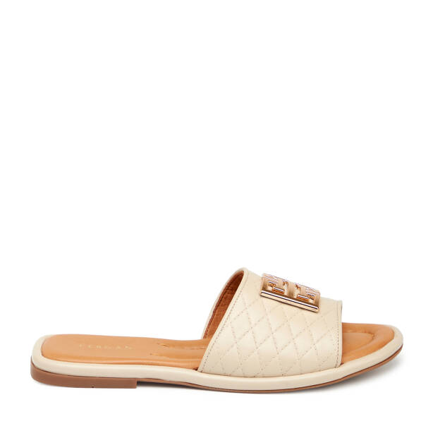 Bej Hakiki Deri Kadın Terlik - K25Y1TR67839-A25 - 3