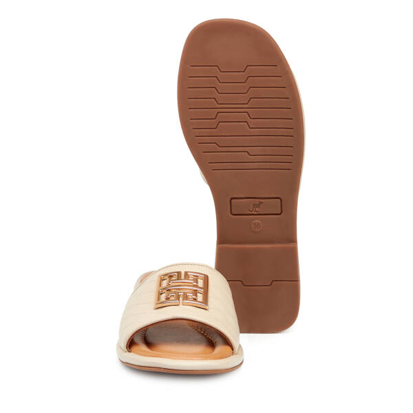 Bej Hakiki Deri Kadın Terlik - K25Y1TR67839-A25 - 4