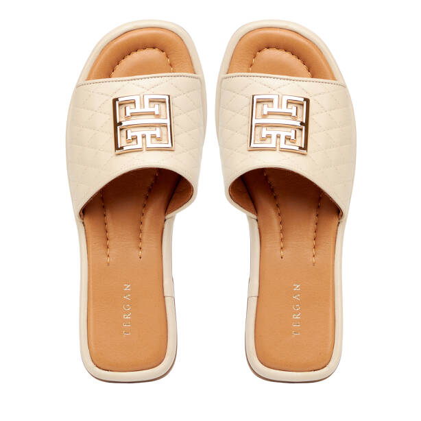 Bej Hakiki Deri Kadın Terlik - K25Y1TR67839-A25 - 5