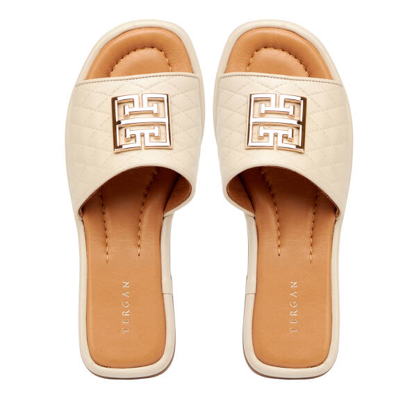 Bej Hakiki Deri Kadın Terlik - K25Y1TR67839-A25 - 5