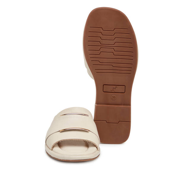 Bej Hakiki Deri Kadın Terlik - K25Y1TR67843-A25 - 4