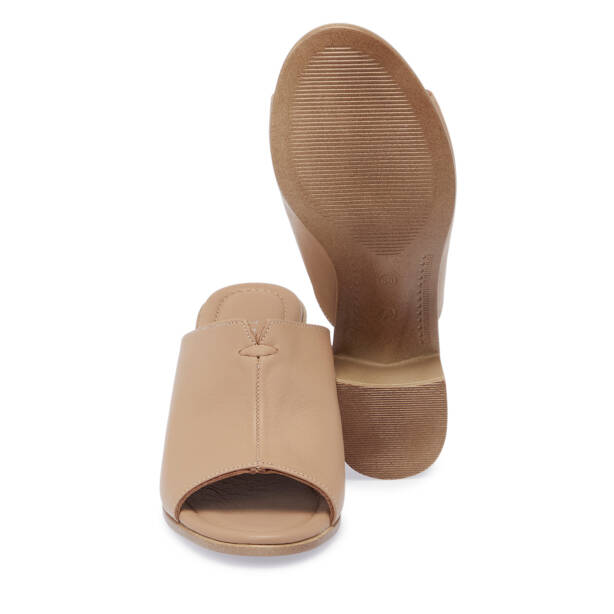 Bej Hakiki Deri Kadın Terlik - K26Y1TR68524-A25 - 4