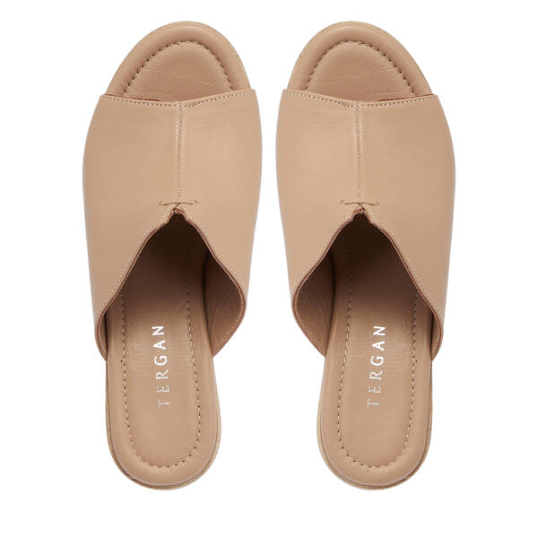 Bej Hakiki Deri Kadın Terlik - K26Y1TR68524-A25 - 5