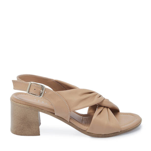 Bej Hakiki Deri Kadın Topuklu Ayakkabı - K26Y1SN68523-A25 