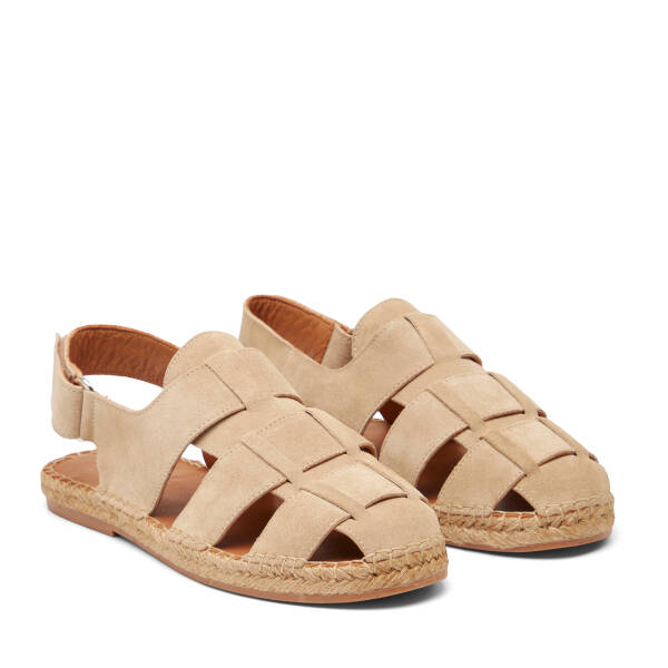 Bej Hakiki Süet Deri Erkek Espadril - E26Y1SN57626-B79 - 2