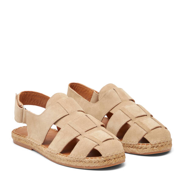 Bej Hakiki Süet Deri Erkek Espadril - E26Y1SN57626-B79 - 2