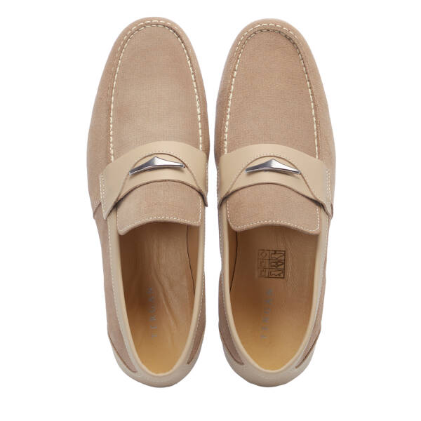 Bej Hakiki Süet Deri Erkek Loafer - E26I1AY57616-U5O - 5