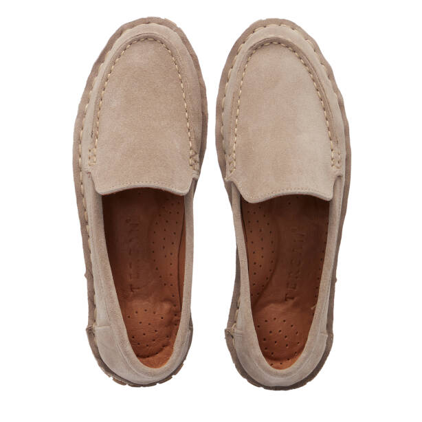 Bej Hakiki Süet Deri Kadın Loafer - K26I1AY68455-B79 - 5
