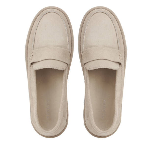 Bej Hakiki Süet Deri Kadın Loafer - K26I1AY68527-B79 - 5